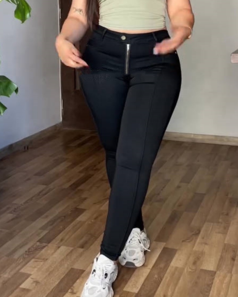 Women's Front Zipper Hip-Lift Skinny Jeans