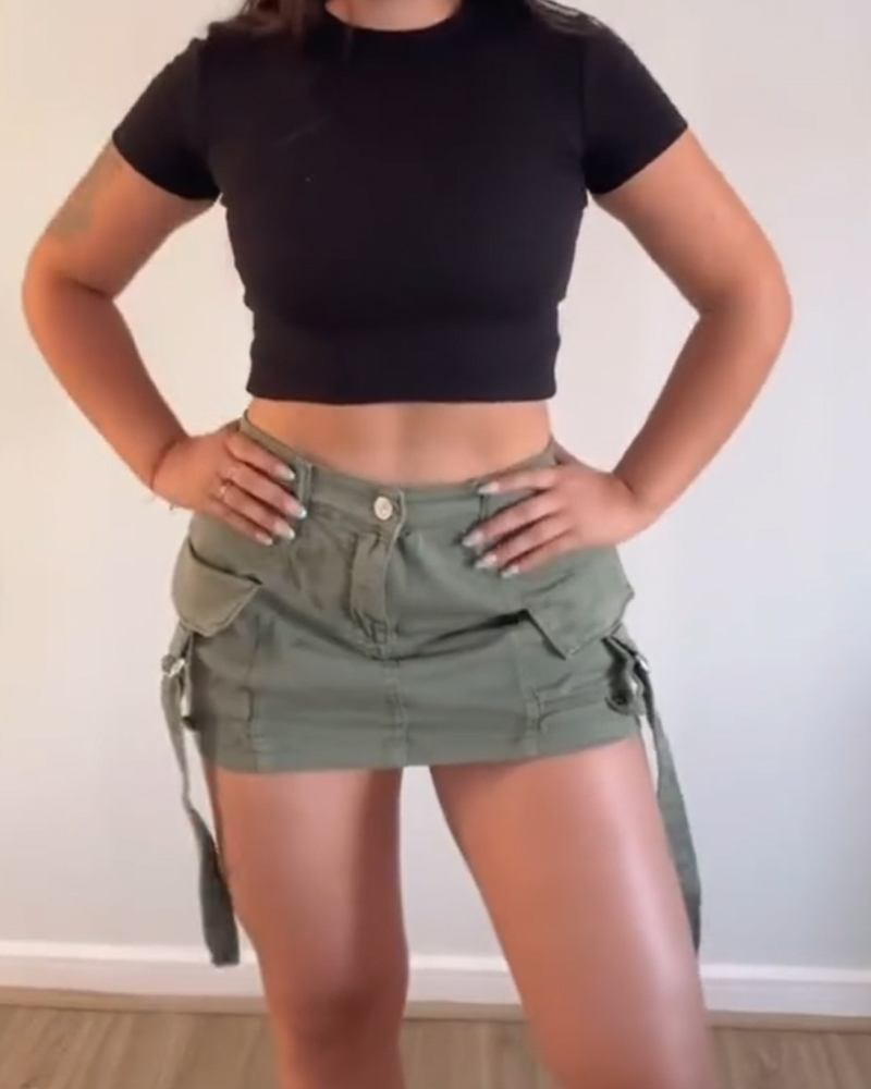 Workwear Style Hip Shorts Skirt