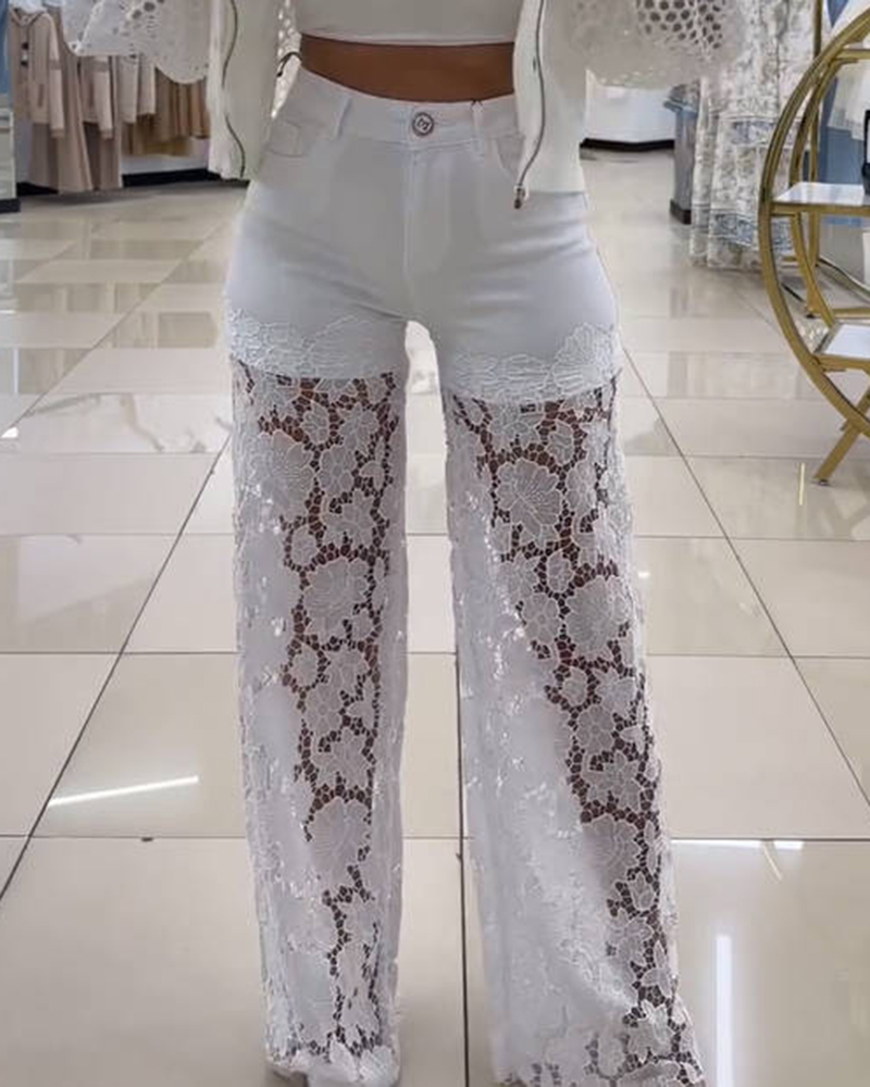 Laced Baby Blue Jeans