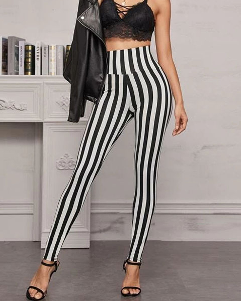 Striped High Waist Yoga Pants Leggings
