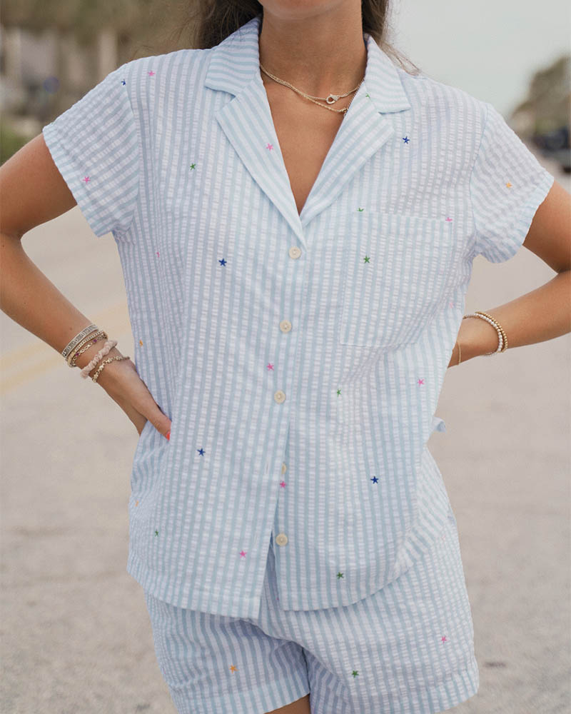 Love Striped Short Pajama Set