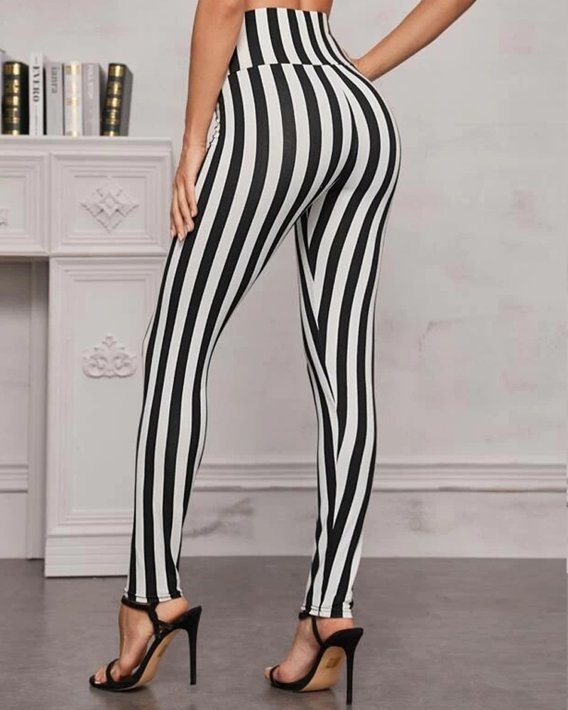 Striped High Waist Yoga Pants Leggings