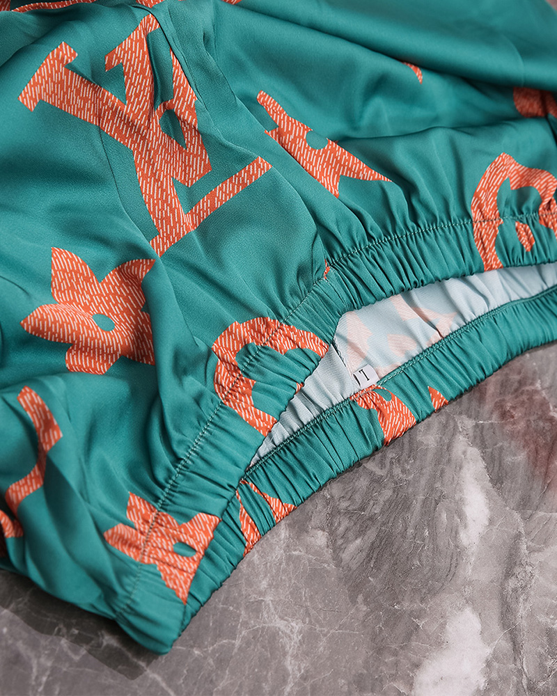 Imitation Silk Printed Pajamas Set