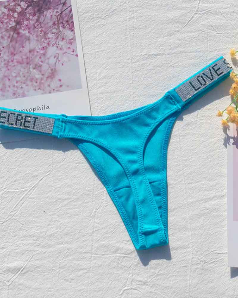 Sexy Low-Waisted Rhinestone Thong In Fine Shiny Fabrics