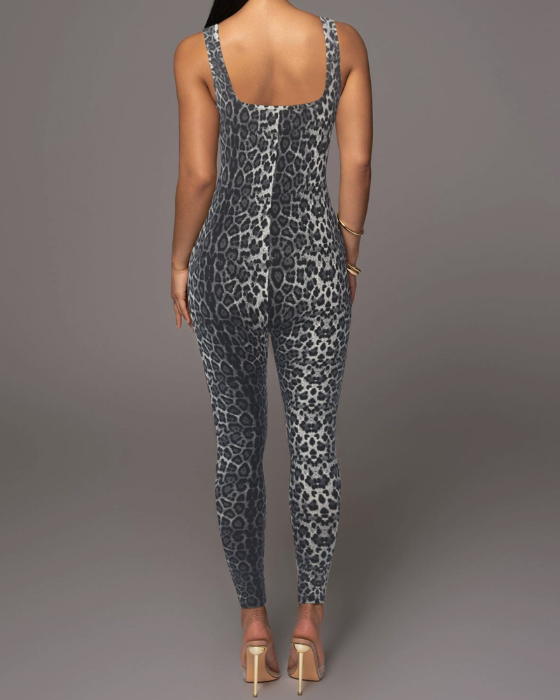 Printed Sleeveless Vest Jumpsuit