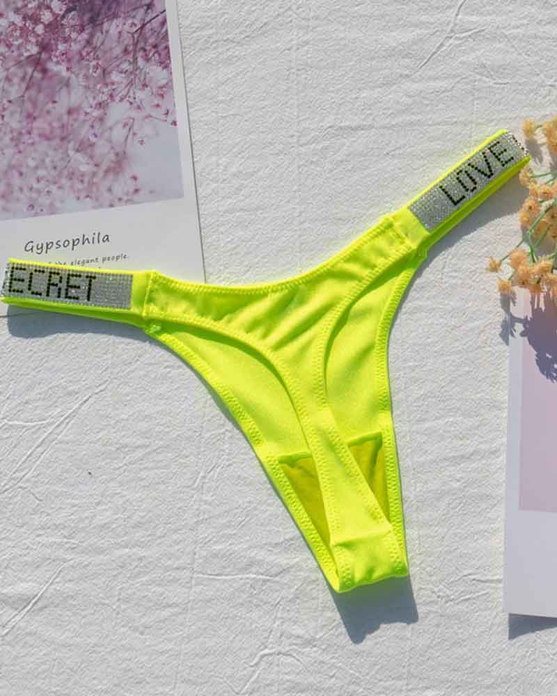 Sexy Low-Waisted Rhinestone Thong In Fine Shiny Fabrics