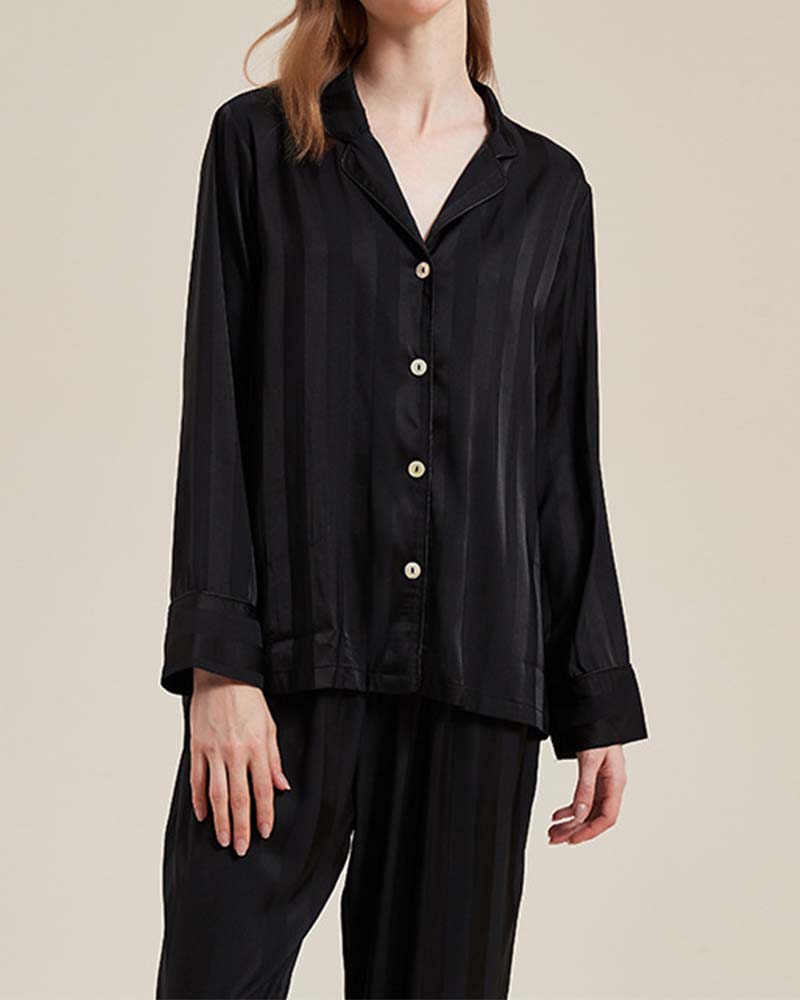 Fine Double Sided Jacquard Striped Silk Loungewear
