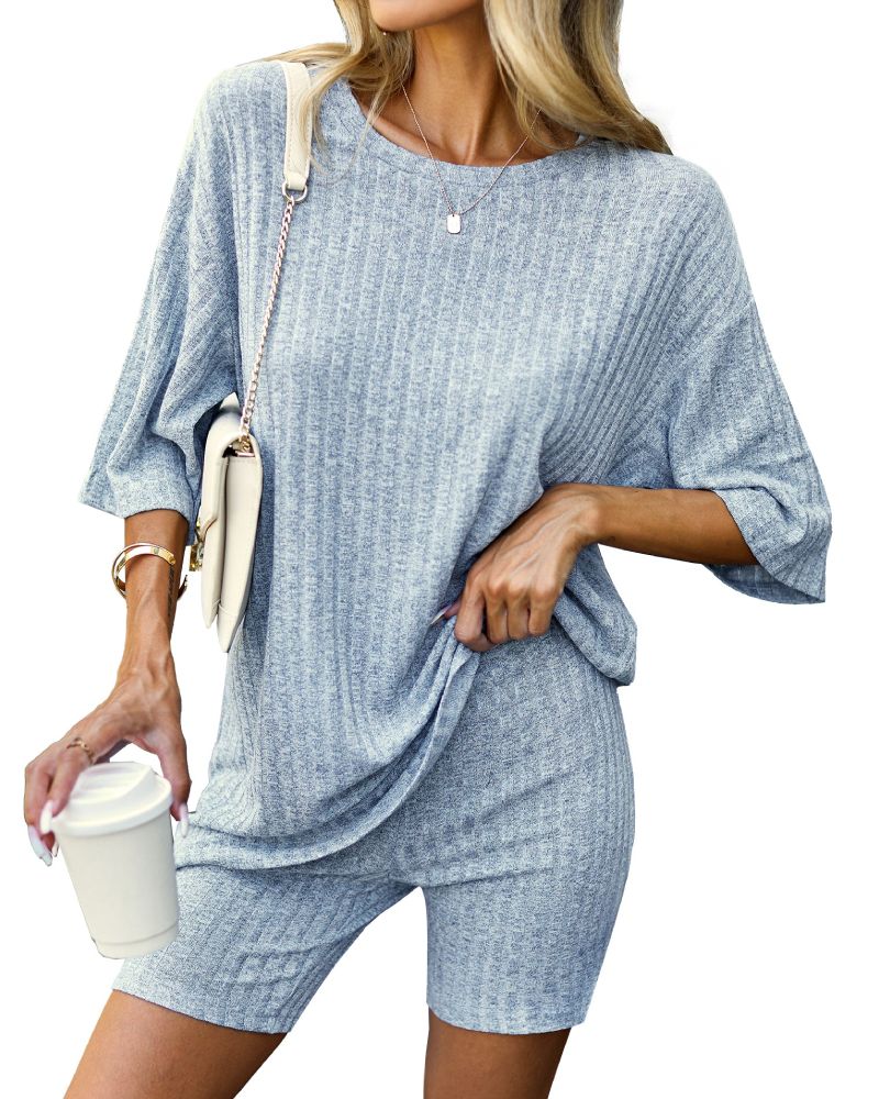 Knit Pajamas 2 Piece Lounge Sets