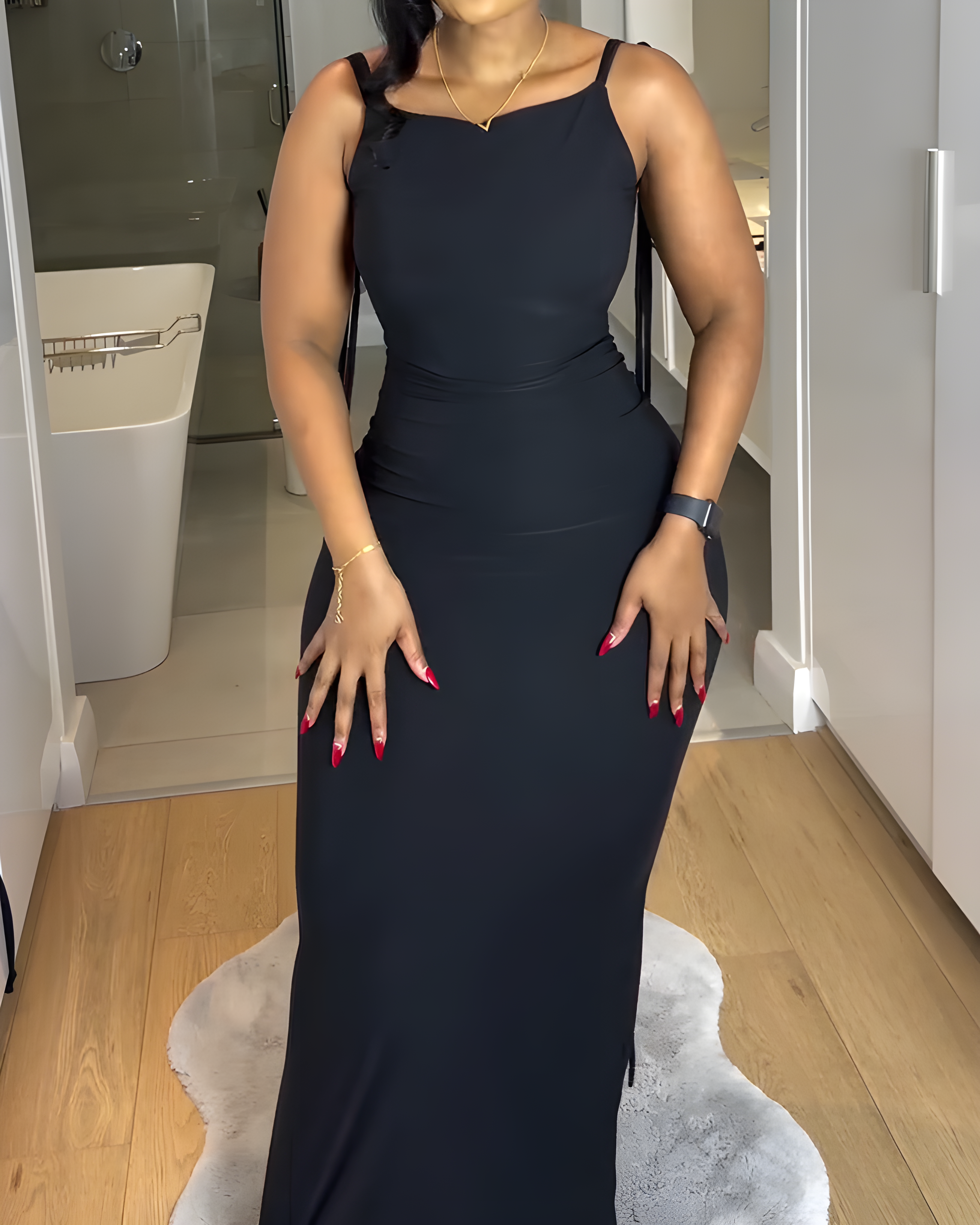 Women's Fashionable Slim Slip Maxi Dress