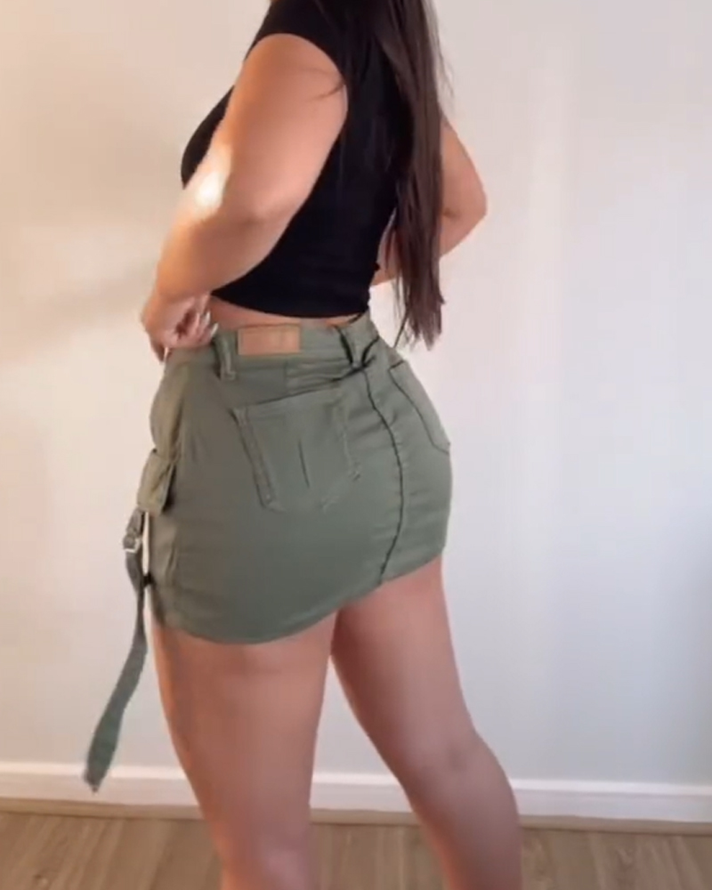 Workwear Style Hip Shorts Skirt