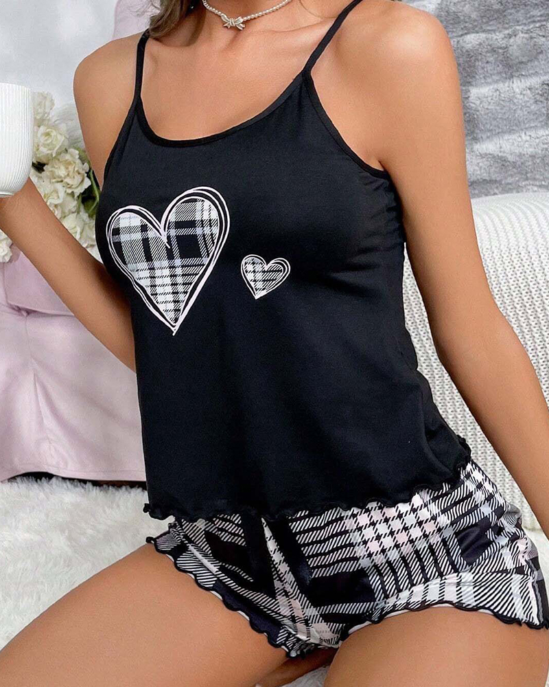 Suspender Printed Pajama Set