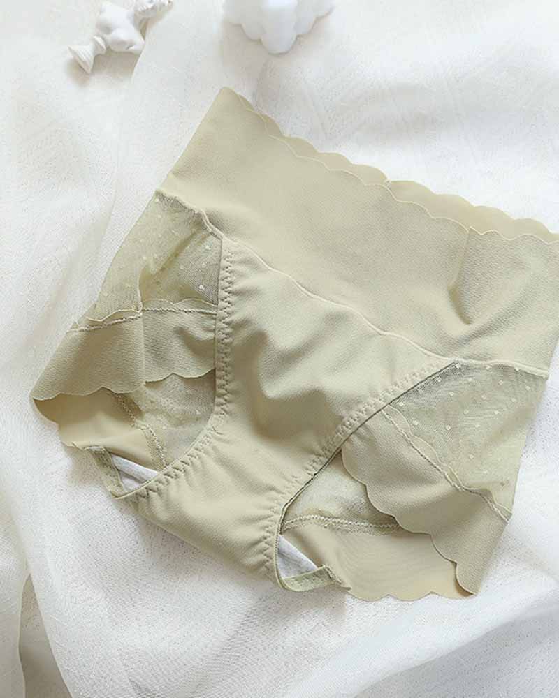 High-Waisted, Anti-Bacterial Crotch Mesh Panties